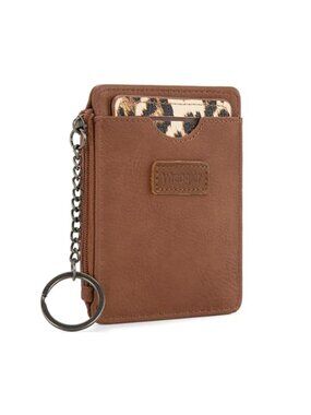 Small Womens Slim Wallet Leopard Print RFID Keychain ID Window Card Holder